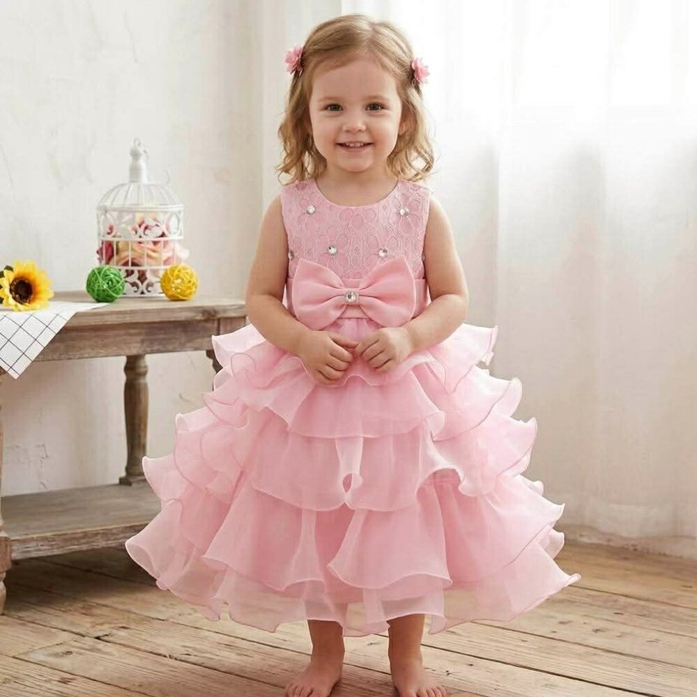 NEW Girl's Solid Colored Ruffle Easter Dress